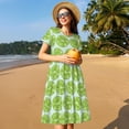 thumbnail image 4 of Cauagu Green Lemon Slices Print Summer Dresses for Women 2025 Loose Short Sleeve Casual Sundresses with Pockets, 4 of 6