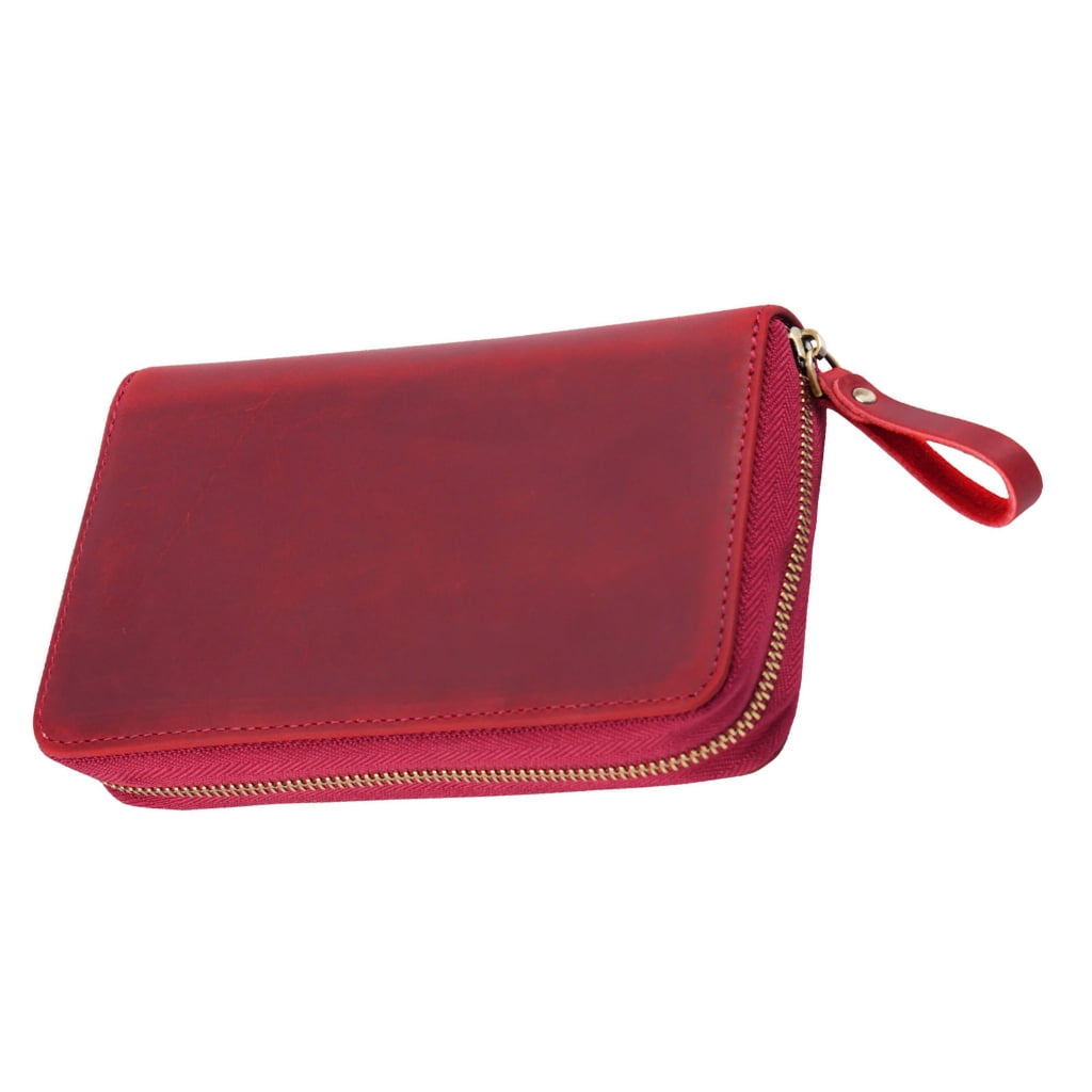 Traditional Fashion Genuine Cattlehide Pencil Case With Multiple Compartment Thin Plan For Students