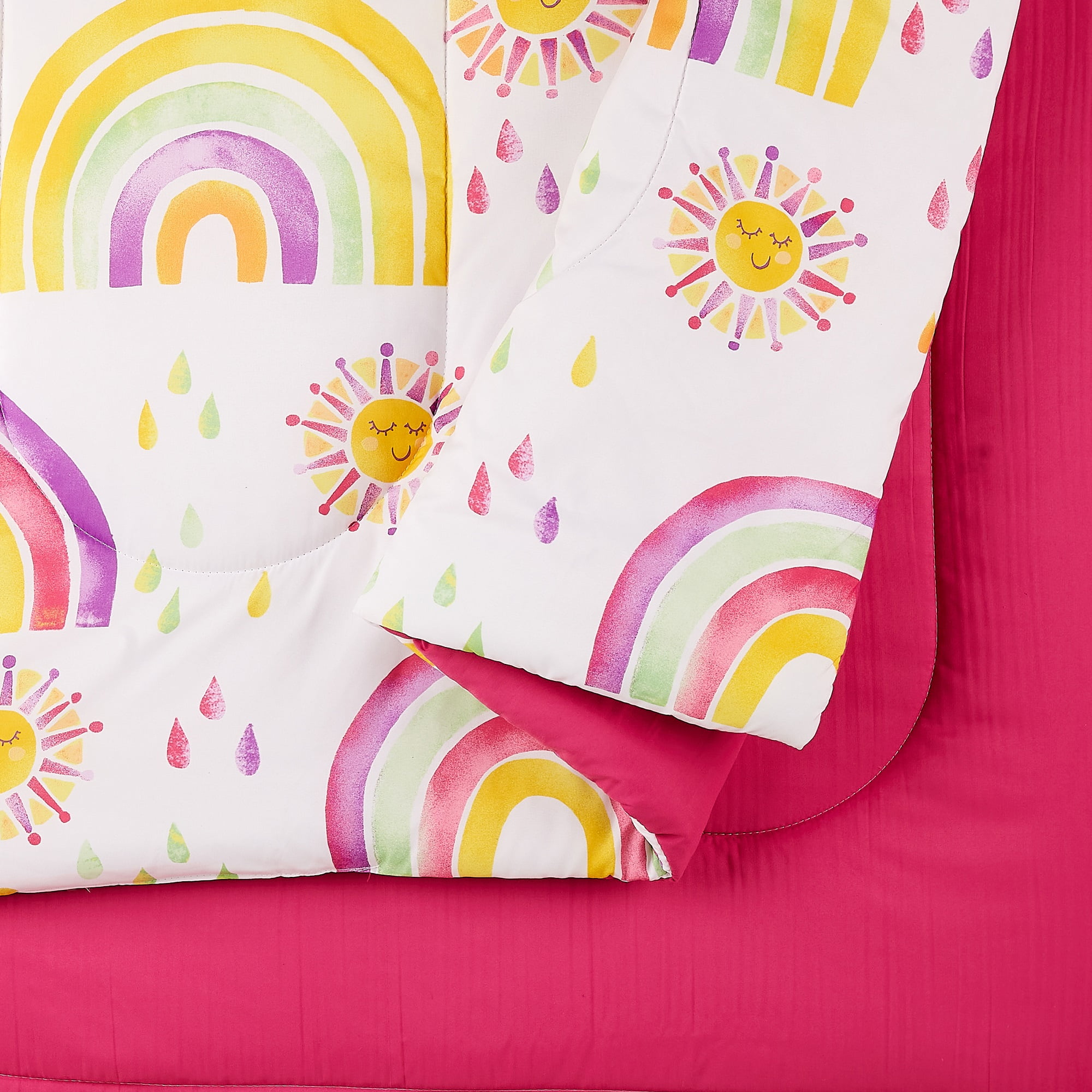 Urban Playground Kids and Teens Rainbows and Suns Pink 2-Piece Comforter Set, Twin/Twin XL