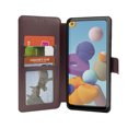 thumbnail image 3 of Value Pack + for Samsung Galaxy A21 Wallet Phone Case Grip Leather Textured Kickstand Hybrid Pouch Pocket Purse Screen Flip Cover with Tempered Glass, 3 of 4