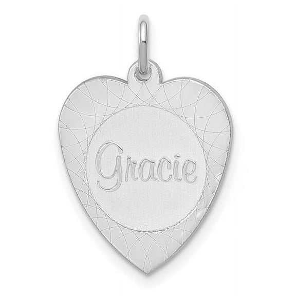 Finest Gold 14K White Gold Large Heart Disc with Name Charm