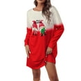 thumbnail image 2 of hirigin Christmas Dresses for Women Ugly Christmas Print Long Sleeve Crewneck Mini Dress Flowy Swing A-Line Tunic Party Dress (red Golden, M), 2 of 9
