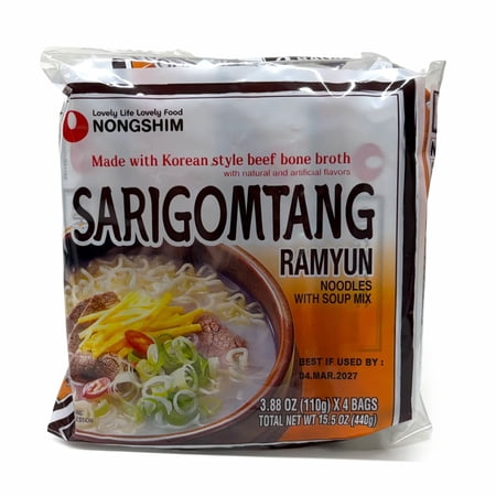 Nongshim Sari Gomtang, Korean Soup Noodles, 111g (Pack of 4)