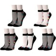 thumbnail image 2 of CHUNTIAN Sox Womens Girls Sheer Lace Ankle Socks UltraThin Transparent Mesh Low Cut Socks Nylon Fishnet Short No Show Liner, 2 of 8