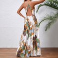 thumbnail image 5 of Aellinatey Women's long dress, Bohemian chiffon floral print V-neck long dress, 5 of 12