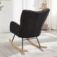 thumbnail image 3 of LUMAMIN Nursery Rocking Chair Teddy,  Teddy Fabric Rocking Chair with Tufted Backrest and Metal Frame, Upholstered Glider Chair for Living Room, Bedroom or Leisure Area, 3 of 12