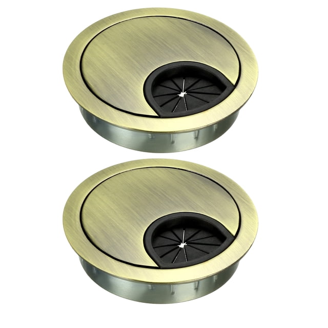 Cubierta de agujero para cable Uxcell de 2-1/8 pulgadas, grommet de escritorio para organizador de cables de aleación de zinc tono bronce 2 piezas
