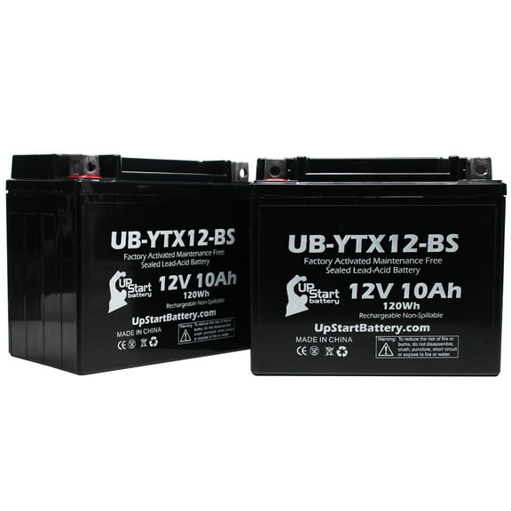 2-Pack UpStart Battery Replacement 2002 Suzuki VL800 Intruder Volusia, 800 CC Factory Activated, Maintenance Free, Motorcycle Battery - 12V 10Ah, UB-YTX12-BS