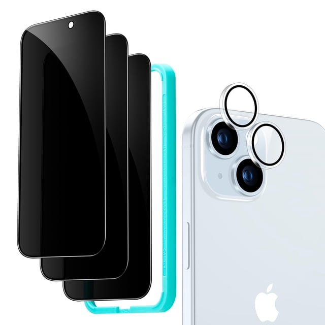 Set de protectores de pantalla de privacidad ESR para iPhone 15 Plus 3+1, paquete