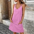 thumbnail image 5 of IUYRTFE Women's Sleeveless V-Neck Mini Dress with Pockets Adjustable Straps Casual Loose Fit Summer Tank Dress, 5 of 8