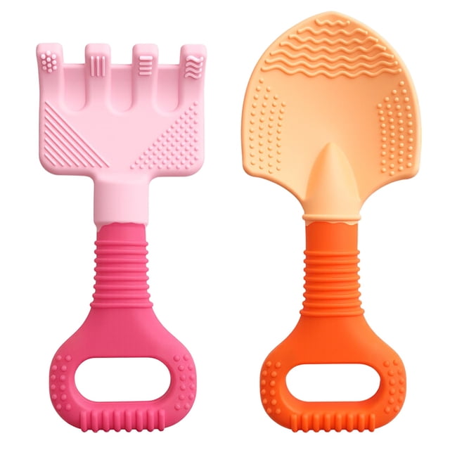 Juguetes para la dentición LittleLamb: pala y rastrillo de silicona para bebés