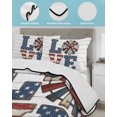 thumbnail image 3 of Quilt King Size Bedding Set, LOVE Reversible Summer Quilt 3 Pieces, Patriotic Usa Flag Stars Red Stripes Farm Wood Grain Lightweight Bedspreads Coverlets with 2 Pillow Shams for All Seasons, 3 of 5