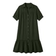 thumbnail image 6 of GUACER Mini Dress for Women Short Sleeve Button Down V Neck Collar Dress Casual Summer Ruffle Hem Loose Dresses, 6 of 6