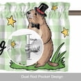 thumbnail image 6 of Groundhog Day Valance Curtain for Windows Spring Is Coming Cartoon Groundhog Stars Grass Green Plaid Rod Pocket Curtain Valances Short Window Treatments for Kitchen Bathroom Laundry 42 x 12 Inch, 6 of 9
