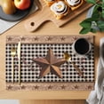 thumbnail image 2 of Placemats Set of 6, Vintage Texas Star Brown Woven Placemat, Linen Place Mats for Kitchen/Dining Tables, Black Plaid Berry Farmhouse Washable Table Mats for Party, 2 of 8