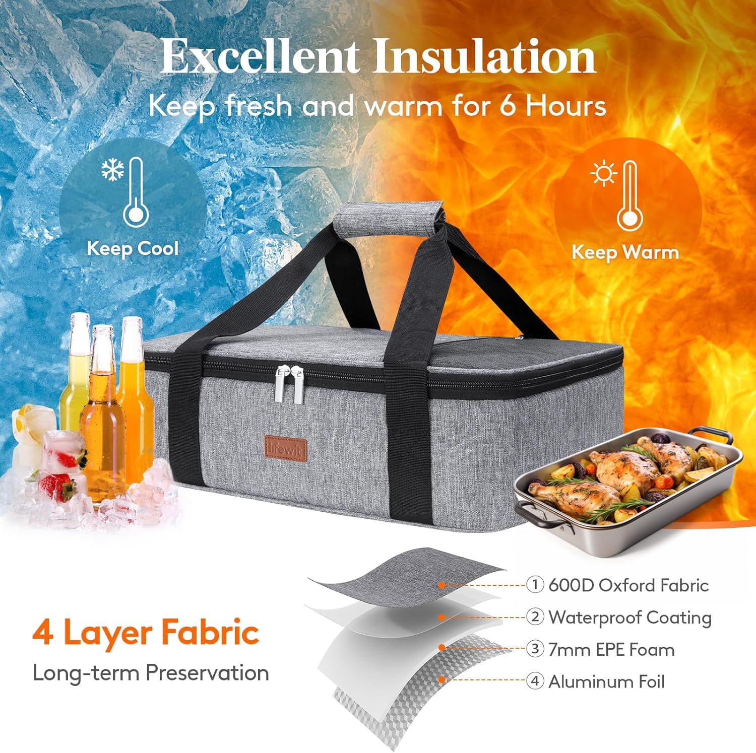 Foil Pan Holder Lifewit Insulated Casserole Carrier Keeps Food