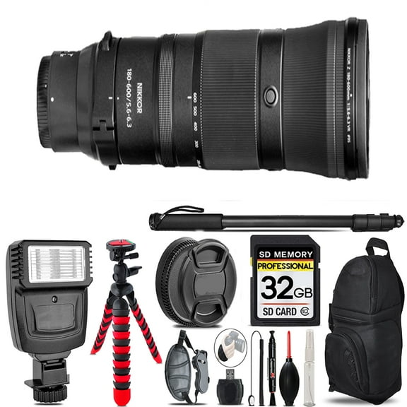 Nikon Z 180-600mm f/5.6-6.3 VR Lens   Flash - 32GB Accessory Kit (International Version)