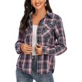 thumbnail image 4 of DondPO Long Sleeve Shirts Dress Shirts for Women Plaid Shirts For Women Long Sleeve Button Down Christmas Fall Jacket Womens Tops Flannel Shirt Purple M, 4 of 8