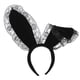 thumbnail image 4 of EeaseMX Diadema con orejas de conejo de encaje de felpa para mujer, ideal para fiestas de cosplay (negro), 4 of 7