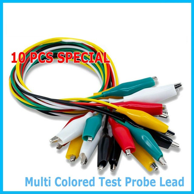 10 Uds Cable de doble extremo Clip de cocodrilo Cable de prueba de Color puente Cable de alimentación Cable de puente de reparación 50cm JM