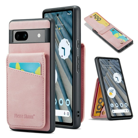 SaniMore Case for Google Pixel 7 Pro 6.7" 2022 with RFID Blocking Card Holder & Flip Kickstand, PU Leather Shockproof Anti-fall Protective Retro Durable Cover for Men Women, Pink