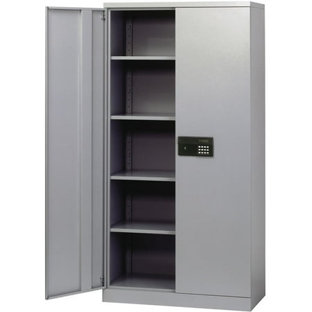Sandusky SnapIt 36"W x 18"D x 72"H Steel Cabinet with Electronic Lock, 750 lb Capacity, Gray
