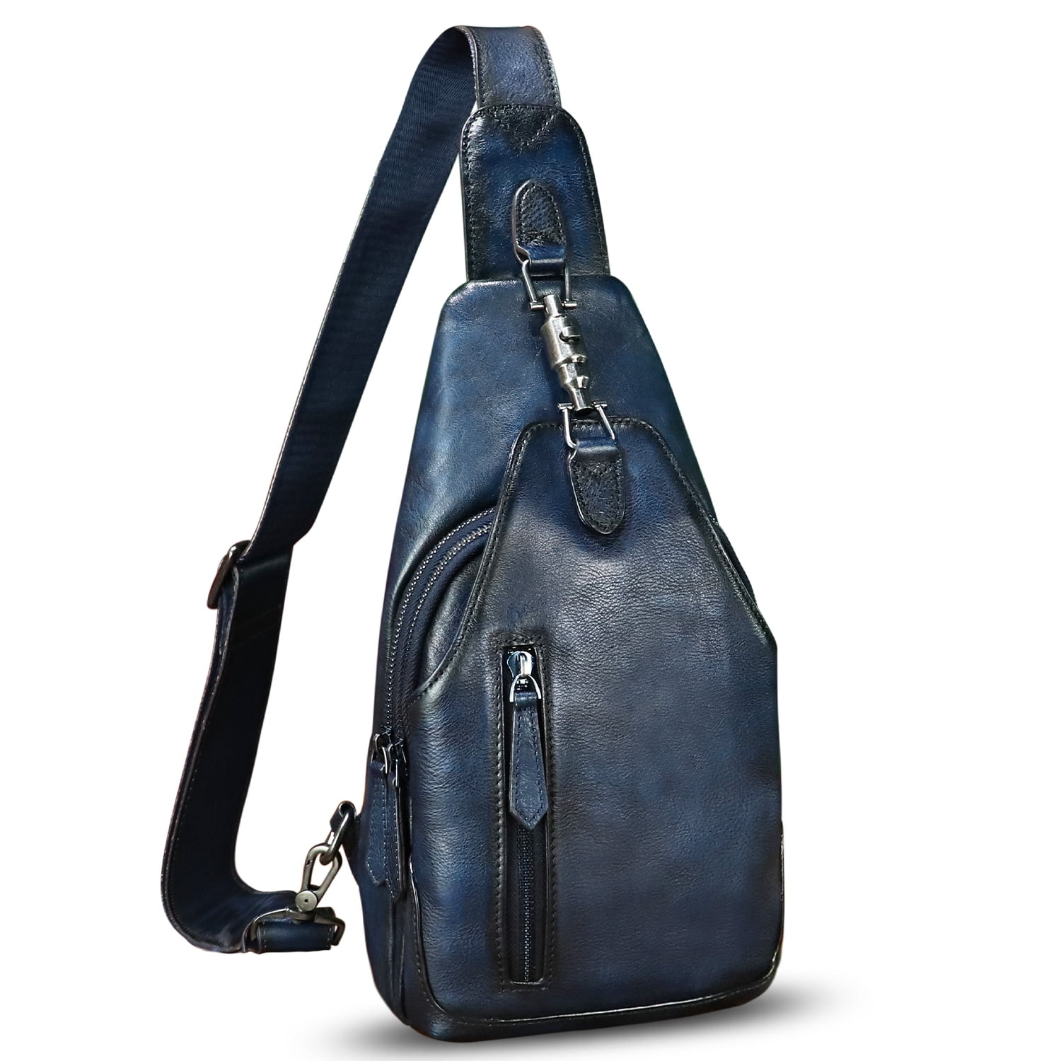 Genuine Leather Sling Bag for Women Men Retro Sling Backpack Purse Crossbody Bag