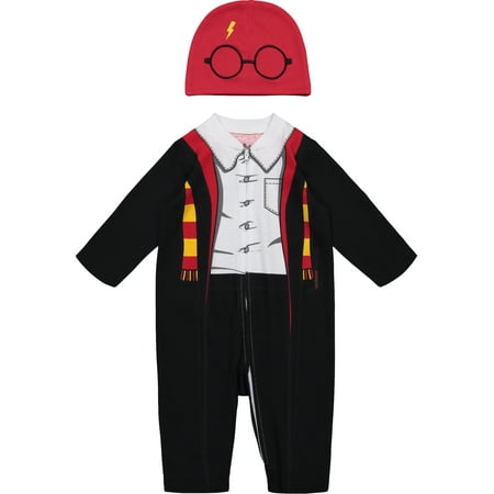 Harry Potter Newborn Baby Boys' Zip-Up Costume Coverall & Hat Set 3-6