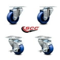 thumbnail image 2 of 3 Inch Solid Polyurethane Wheel Swivel Top Plate Caster Set with 2 Brakes SCC, 2 of 2