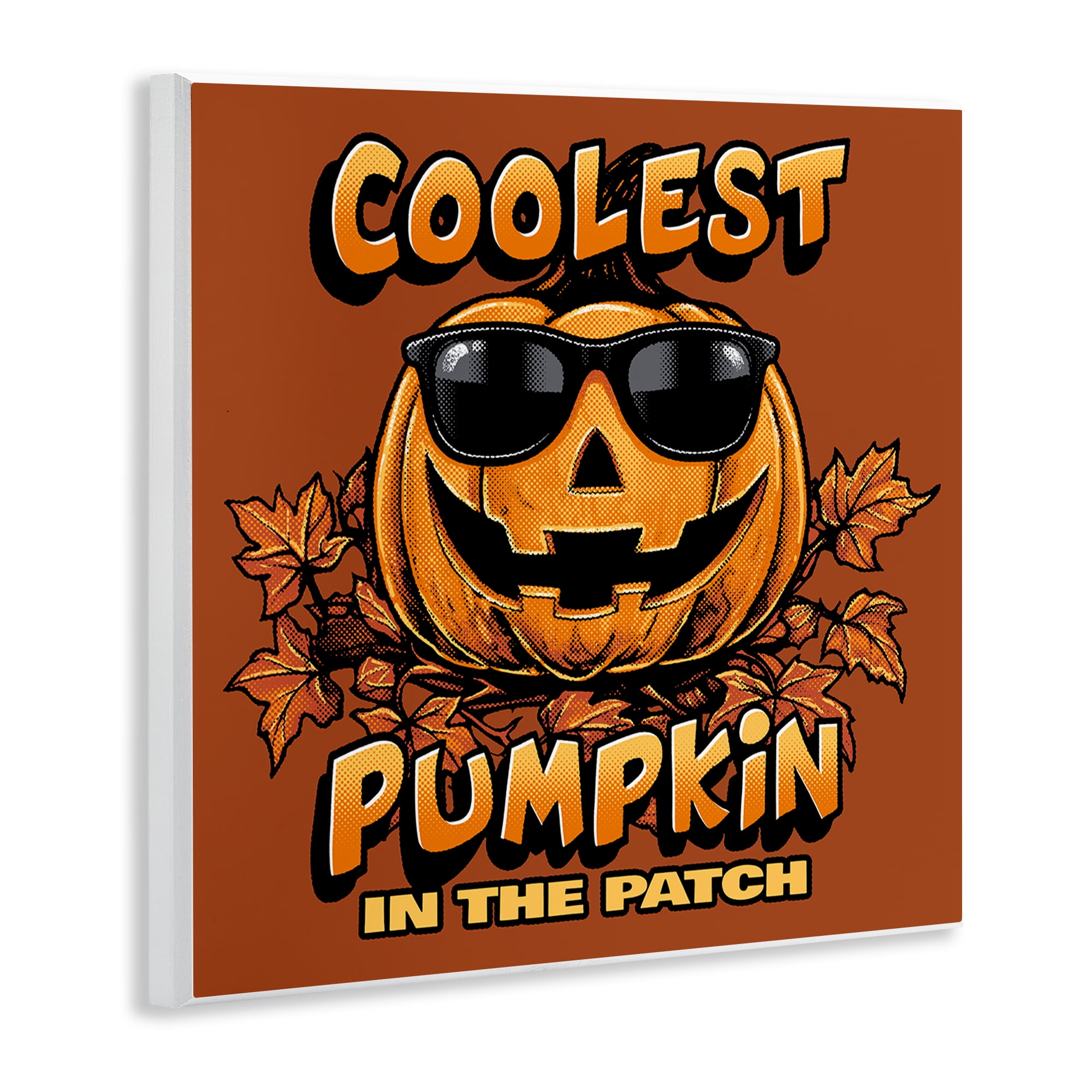 Stupell Industries Coolest Pumpkin with Sunglasses Holiday Painting Unframed Art Print Wall Art, 12 x 12