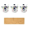 thumbnail image 1 of Hand Drawn Pattern Sugar Bowl With Lid, Ceramic Teacup Shape Sugar Pot, Coffee Accessories, Sugar Pourer, Kitchen Storage-Bauhinia-3 Set, 1 of 6