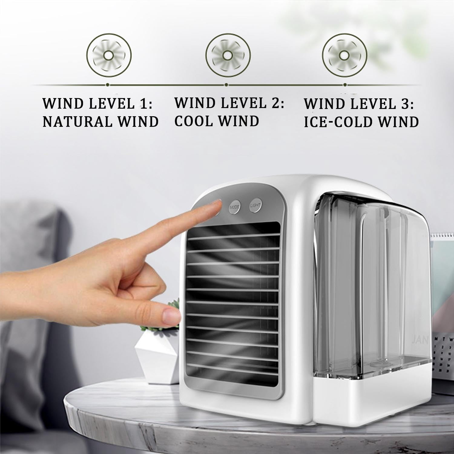 Breeze Box Ac, 2026 Upgraded 4 in 1 Breeze Box Air Conditioner, 3 Speed, 380ml Water Tank, Low Noise, Breezebox Portable Ac Fast Cooling, Humidifier, Fan for Bedroom Office Home (1)
