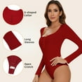 thumbnail image 3 of COMFREE Jumpsuit for Women Sexy U-shaped Collar Basic Solid Bodysuit Long Sleeve Jumpsuits Soft Fashion Tops, 3 of 6