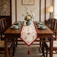 thumbnail image 4 of Chemin de Table Basse pour Salon Nappe à Franges Rouges et Chemin de Table Couverture Décorative pour Table Basse Meuble Tv et Comptoir Adapté pour Salle à Manger et Salon, 4 of 6