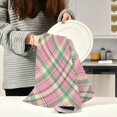 thumbnail image 6 of GZHJMY Pink Green Plaid Kitchen Dish Towel 1 Pack, Soft Absorbent Dishcloths Reusable Hand Towel Washable Tea Towels for Home Kitchen Bar Table Decor, 28 x 18 Inch Washcloths Decorative Towels, 6 of 7