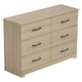 thumbnail image 3 of STYLIVIA Modern 6 Drawer Dresser for Adults with Metal Bar Handles, Wide Storage Bedroom Furniture, Oslo Oak, 47.0" W x 15.6" D x 31.7" H, 3 of 9