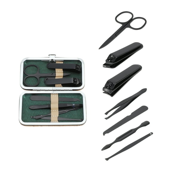 Unique Bargains 7-piece Set Wood Grain Nail Clipper Kit for Women for Men Black