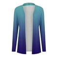 thumbnail image 4 of Yuyuzo Long Cardigan pour Femmes Couleur Dégradée Ouvert à l'Avant Hauts Drapés Automne Hiver Cardigan Décontracté, 4 of 5