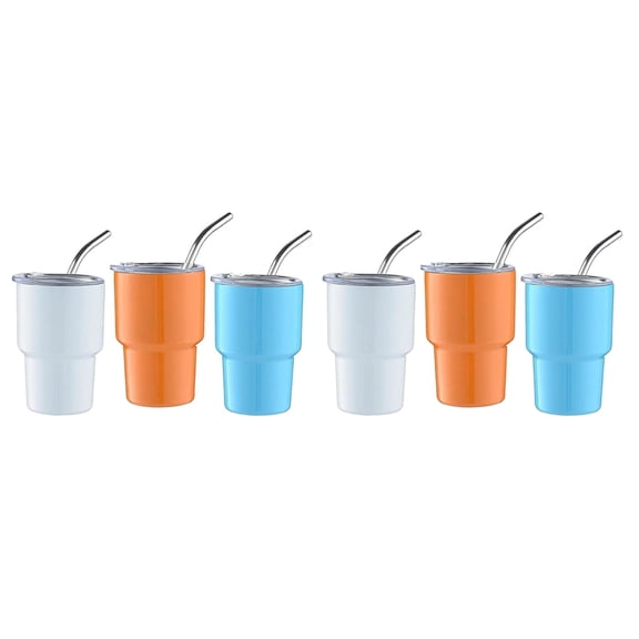 6Pack Mini Tumbler Shot Glass with Straw & Lid, Mini Tumbler Cups, Double Wall Tumbler Shot Glasses, 2Oz(C)