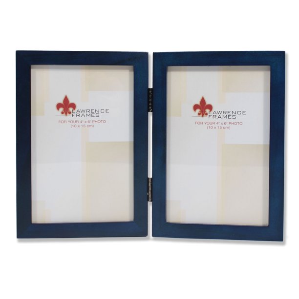 4x6 Hinged Double Blue Wood Picture Frame Gallery Collection