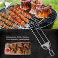 thumbnail image 2 of 3 Prong Stainless Steel Grill Skewers with Slider Semi Automatic Push BBQ Kabob Skewer Anti Spin Metal Barbecue Fork for Outdoor Camping Reusable Grilling, 2 of 11