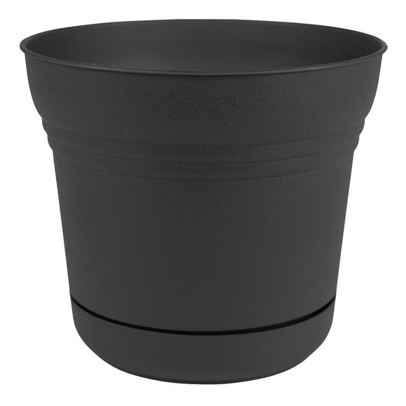 Bloem SP1200 Saturn Pot de Plante Intérieur Extérieur de 12 Pouces avec Soucoupe, Noir
