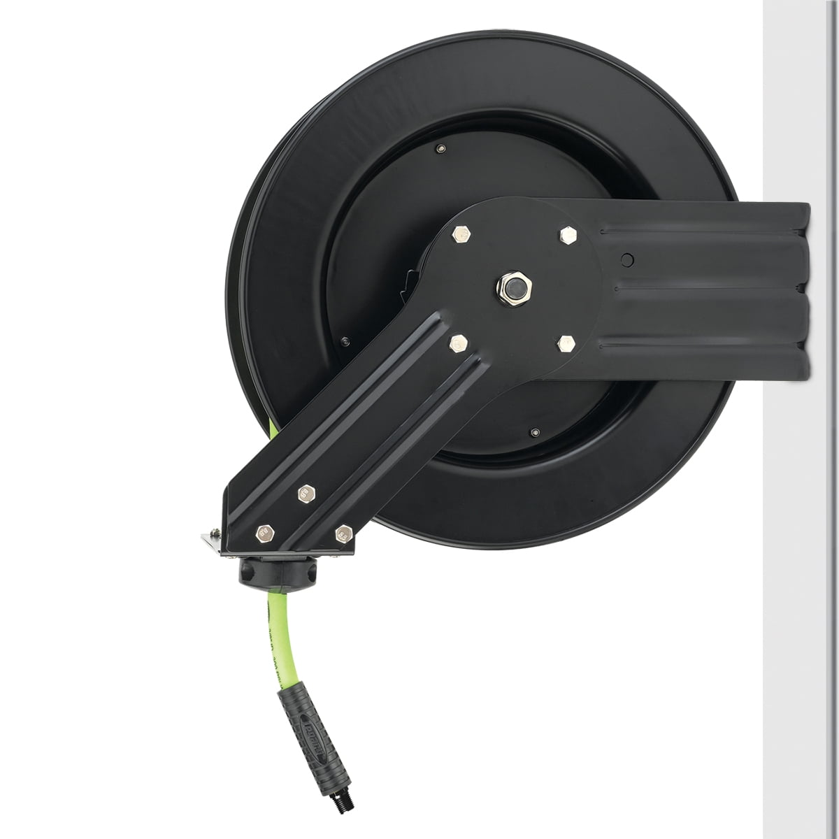 Flexzilla® Retractable Air Hose Reel, Open Face, Single Axle Arm, 3/8" x 25', ZillaGreen™