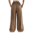 thumbnail image 6 of Women'S Wide Leg Beach Pants Elastic Waist Light-Weight Flowy Palazzo Lounge Trousers with Pockets Khaki S, 6 of 10