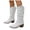 White, variant on Women's Knee High Slouchy Boots Chunky Low Heel Cowboy Boot Wide Calf Pull on Winter Shoes