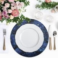 thumbnail image 4 of 15 Inch Round Grid Plate Mats Heat Non-Slip Resistant PVC Placemats for Kitchen Dining Table Decor Deep Blue Flower 4PCS, 4 of 5