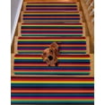 thumbnail image 2 of Colorful Mexican Stair Treads Non Slip for Steps Stripes Modern Horizontal Stripes 15 Pcs Reusable Adhesive Stair Runner Mats for Dogs Elders Carpet Treads Rugs for Staircase 8x30 In, 2 of 7