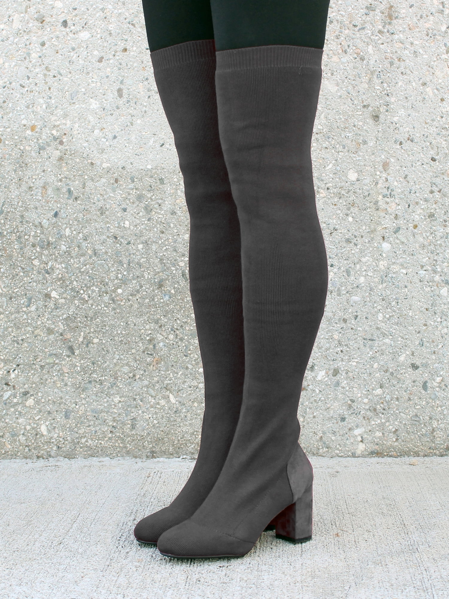 Nature Breeze - Nature Breeze Over the Knee Women's Sock Boots in Grey - Walmart.com - Walmart.com