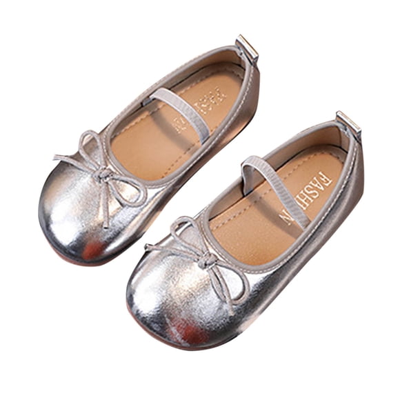 Mary Jane Flats for Toddler Girls Kids Glittery Dress Princess Wedding Ballet Shoes White 5-6 Years