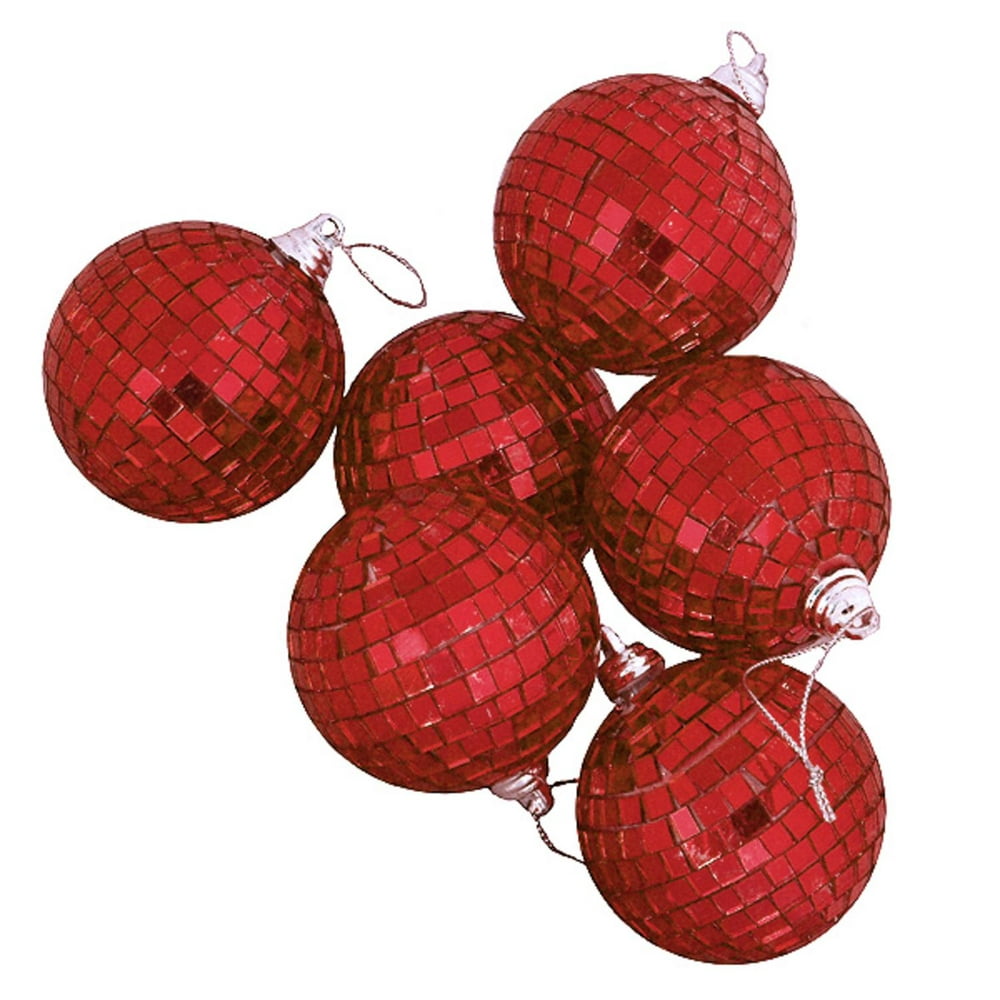 9ct Red Hot Mirrored Glass Disco Ball Christmas Ornaments 2.5" (60mm